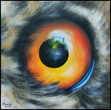 Augenblick eines Uhus 1 Acryl auf Leinwand;
30 x 30 cm